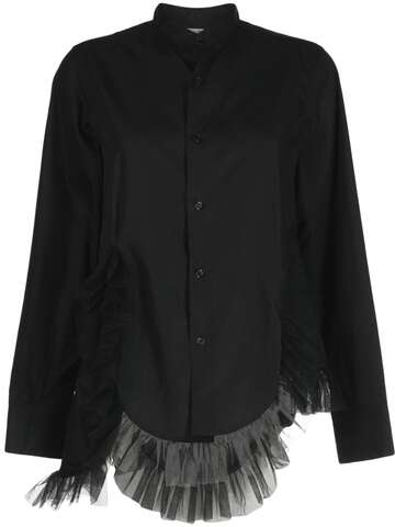 noir kei ninomiya tulle-trim cotton shirt - black