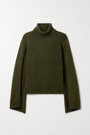 monse - cutout merino wool-blend turtleneck sweater - green