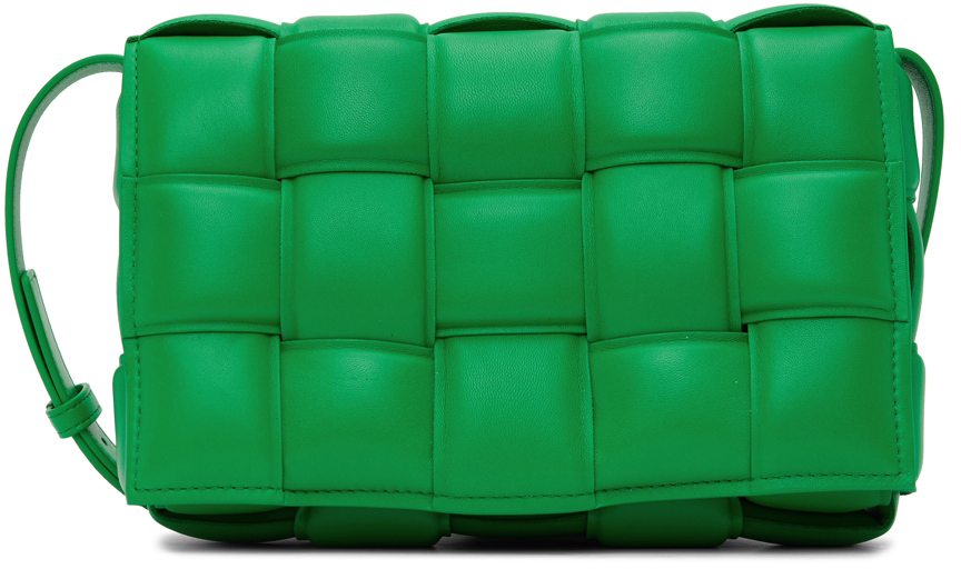 Bottega Veneta Green Padded Cassette Shoulder Bag in silver
