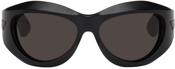 Bottega Veneta Black Thick Injection Round Sunglasses