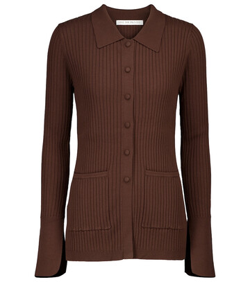 Live The Process Tuxedo ribbed-knit cardigan in brown