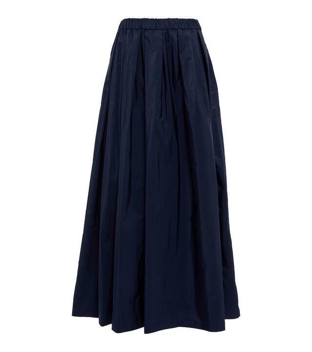 Max Mara - Calte Pleated Taffeta Maxi Skirt - Blue - Wheretoget
