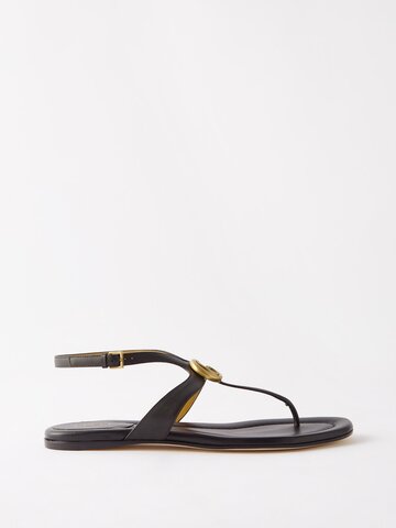 gucci - gg-buckle leather sandals - womens - black
