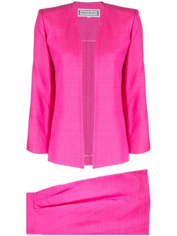 saint laurent pre-owned open-front skirt suit - pink
