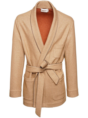 AGNONA Muretto Silk Blend Jersey Short Robe in camel