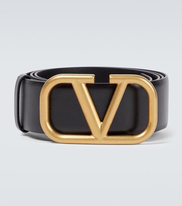 valentino garavani vlogo leather belt in black