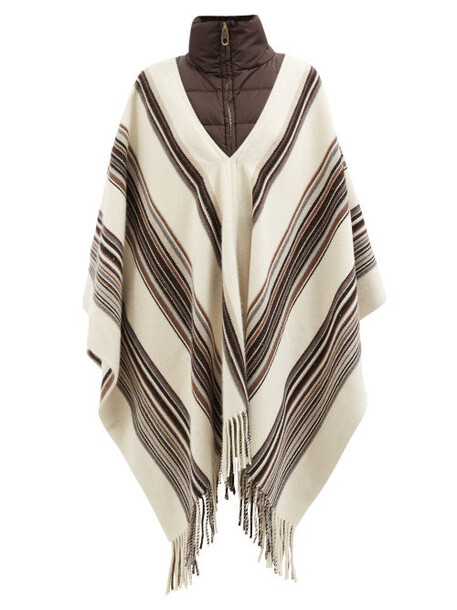 Chloé Chloé - Quilted-collar Striped Cashmere-blend Rep Poncho - Womens - Beige Multi