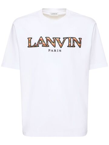 lanvin curb logo embroidery cotton t-shirt in white