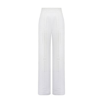 Alberta Ferretti Mandala trousers in broderie anglaise in bianco