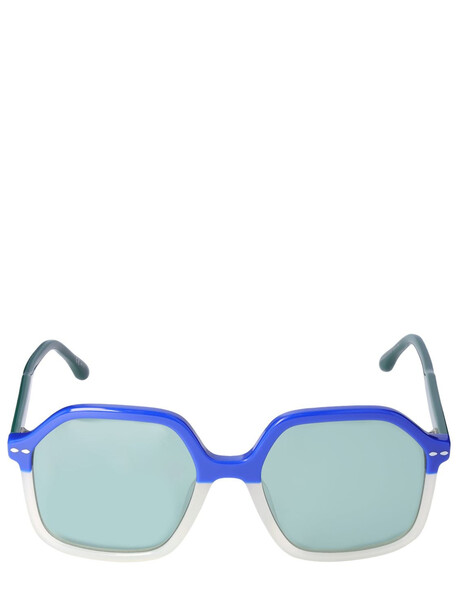 ISABEL MARANT Bicolor Frame Squared Acetate Sunglasses in green / multi