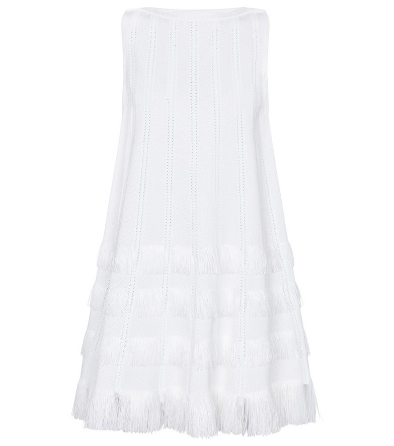 AlaÃ¯a Fringed minidress in white