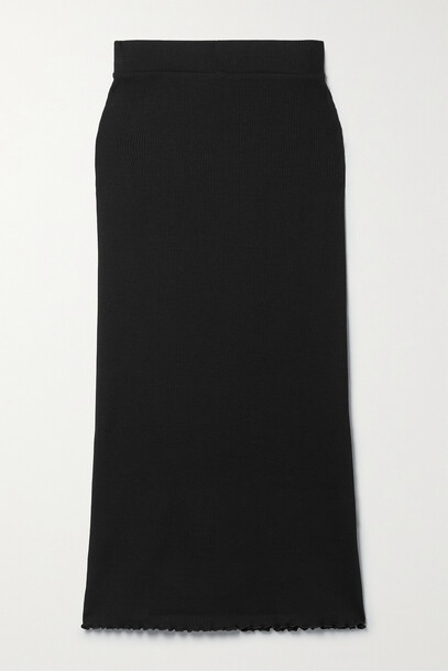 The Range - Ribbed Stretch Tencel Lyocell And Cotton-blend Midi Skirt - Black