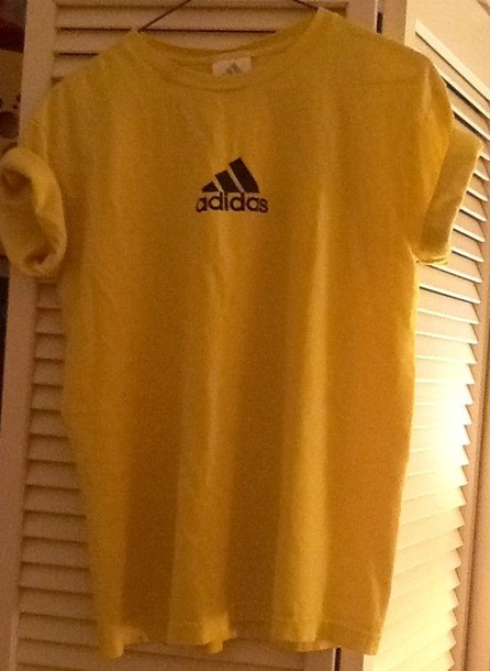 t-shirt black symbol adidas yellow t-shirt
