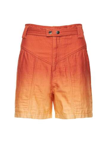 ISABEL MARANT Kaynetd Cotton & Linen Shorts in orange / multi