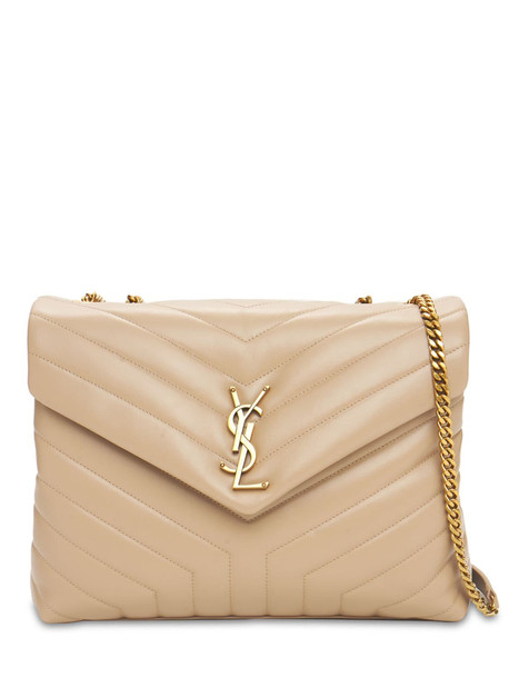 SAINT LAURENT Medium Loulou Y-quilted Leather Bag in beige