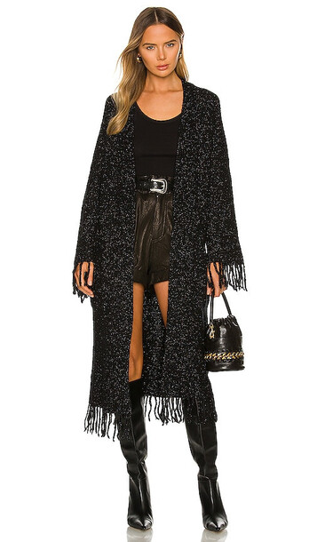 Autumn Cashmere Fringe Duster Sweater in Black