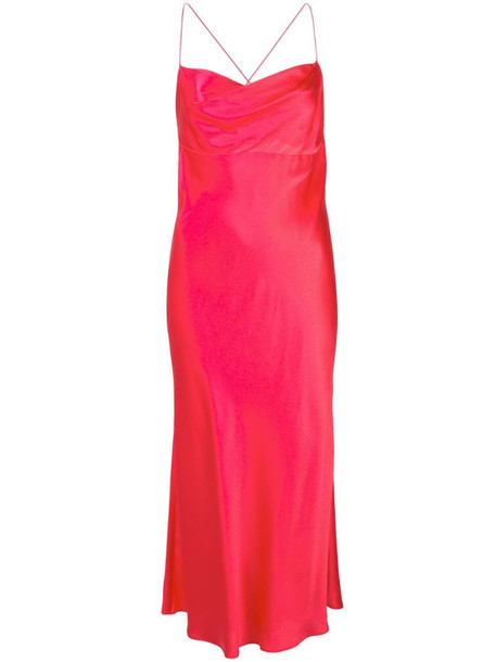 Michelle Mason cowl-neck bias midi dress in pink