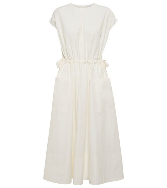 Deveaux New York Daisy cotton-blend midi dress in white