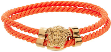 Versace Orange Braided Medusa Bracelet in coral