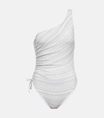 missoni mare zig-zag one-shoulder swimsuit in white