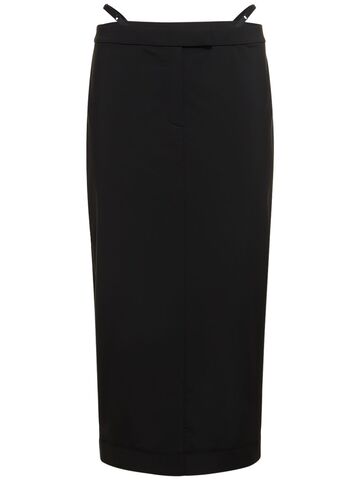 alexander wang fitted tech long skirt w/straps in black