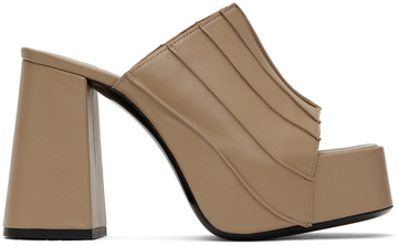 BY FAR SSENSE Exclusive Tan Brad Heeled Sandals in taupe