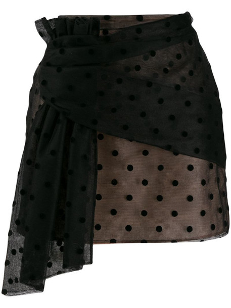 Nº21 polka-dot mesh mini skirt in black