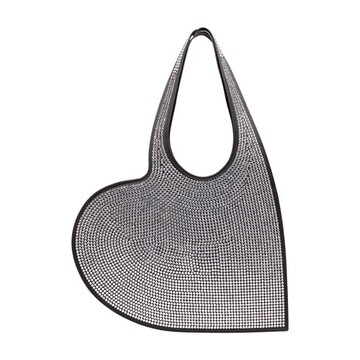 coperni heart crystal-embellished mini tote bag in black