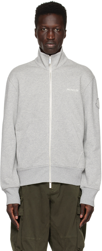 moncler gray zip-up sweater in grey
