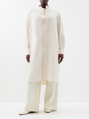 lemaire - stand-collar organic-cotton shirt dress - womens - cream