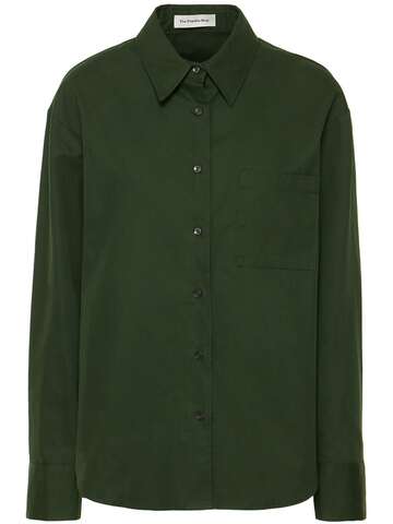THE FRANKIE SHOP Lui Cotton Twill Shirt in green
