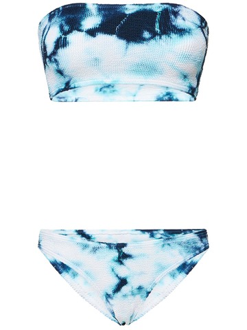 BOND EYE Sierra Recycled Tech Tie Dye Bikini Set in blue / white