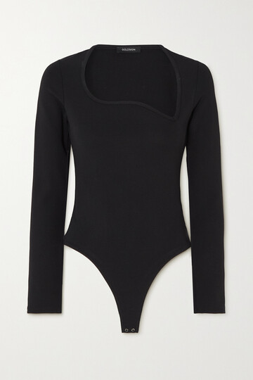 goldsign - the esme asymmetric stretch-knit bodysuit - black