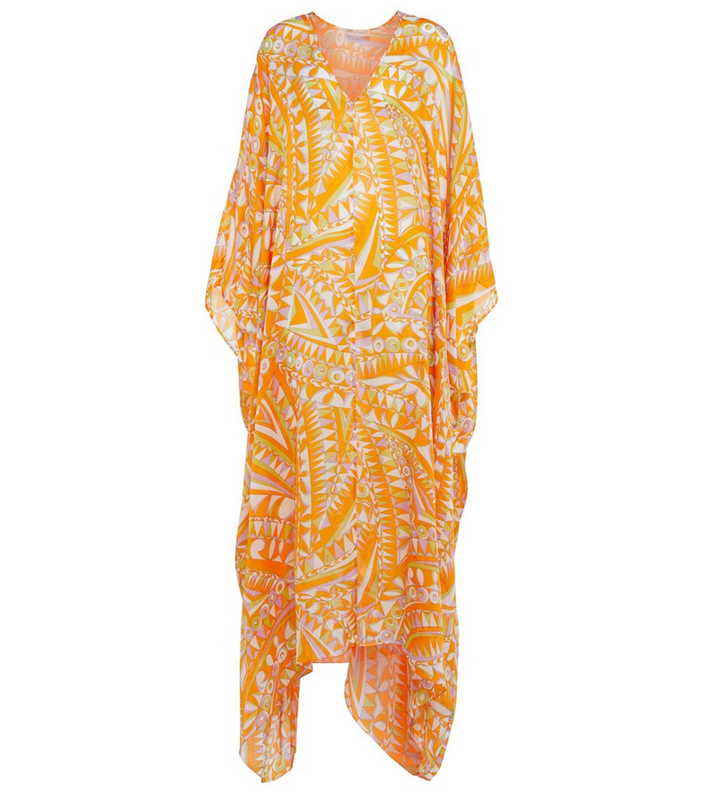 Emilio Pucci Beach Printed silk chiffon kaftan in orange