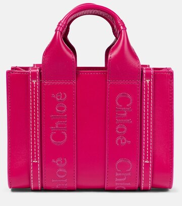 chloe woody mini leather tote bag in pink