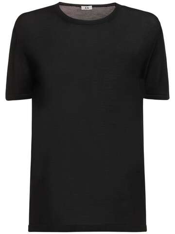 AG Bianca Wool & Silk T-shirt in black