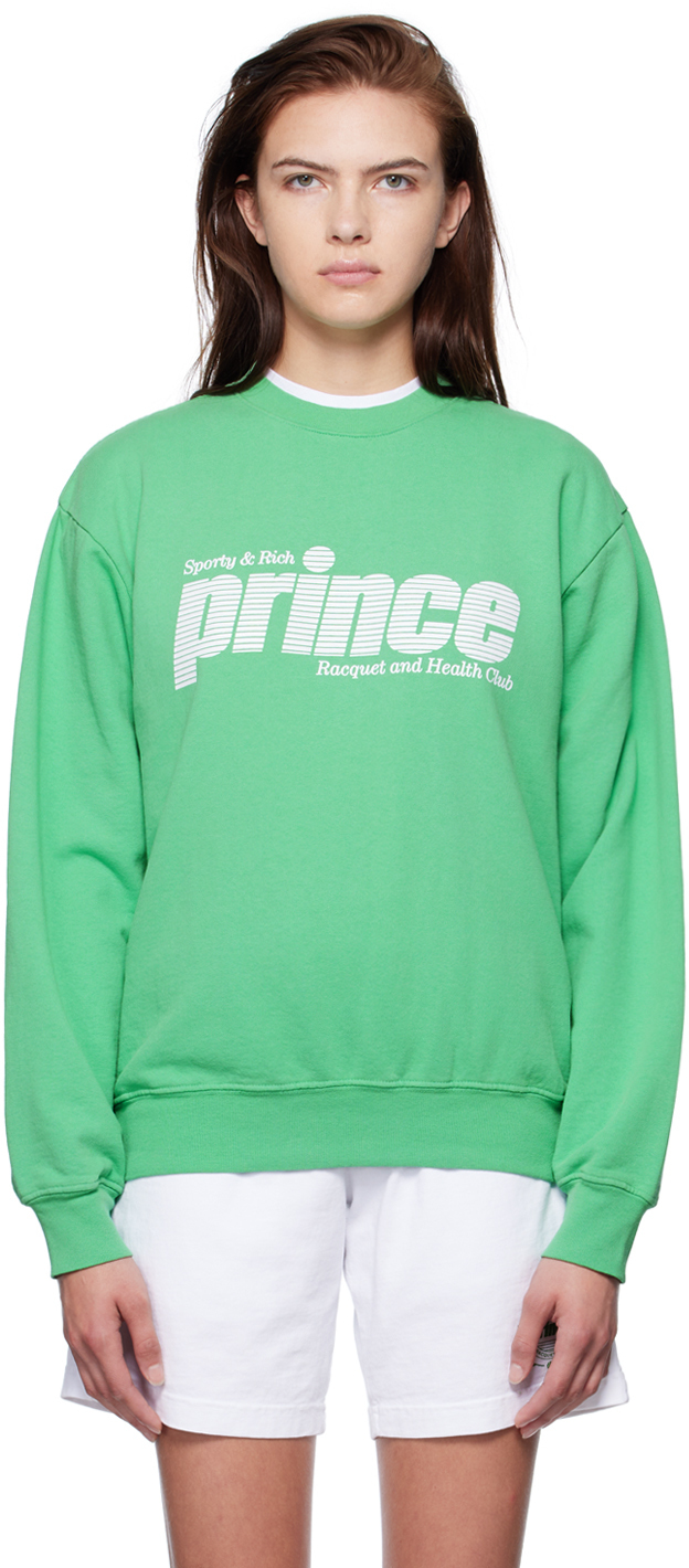Sporty & Rich Green Prince Edition Sweatshirt in white