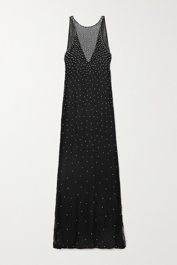retrofête - carmella crystal-embellished crepon maxi dress - black