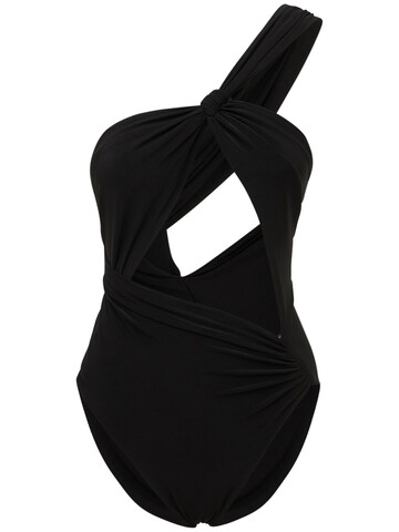 MÔNOT Asymmetric Tech Jersey Bodysuit in black