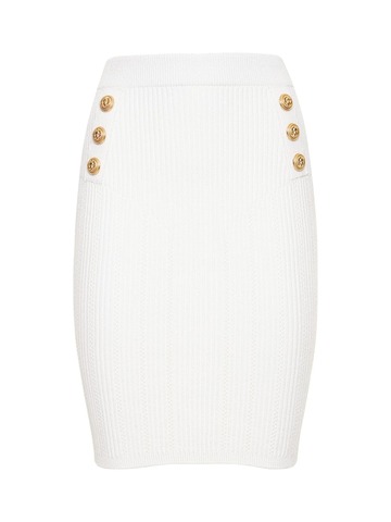 BALMAIN Viscose Blend Midi Skirt in white
