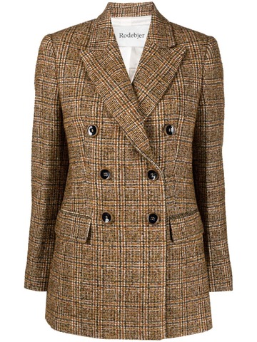 rodebjer como checkered double-breasted blazer - brown