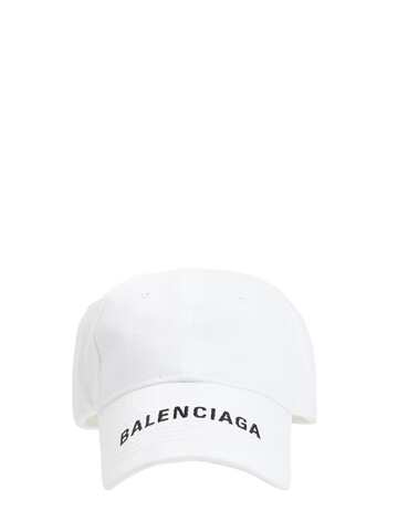BALENCIAGA Logo Embroidered Baseball Hat in white
