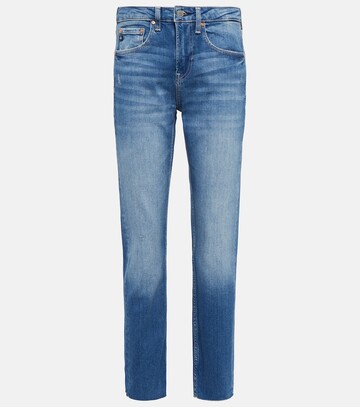 ag jeans girlfriend mid-rise slim jeans in blue