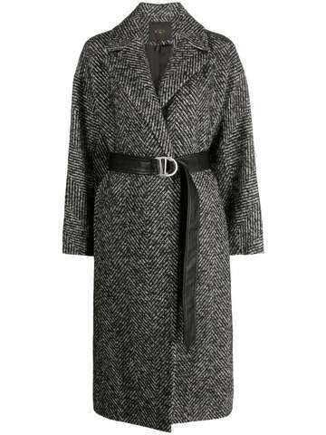 maje herringbone wool-blend coat - black