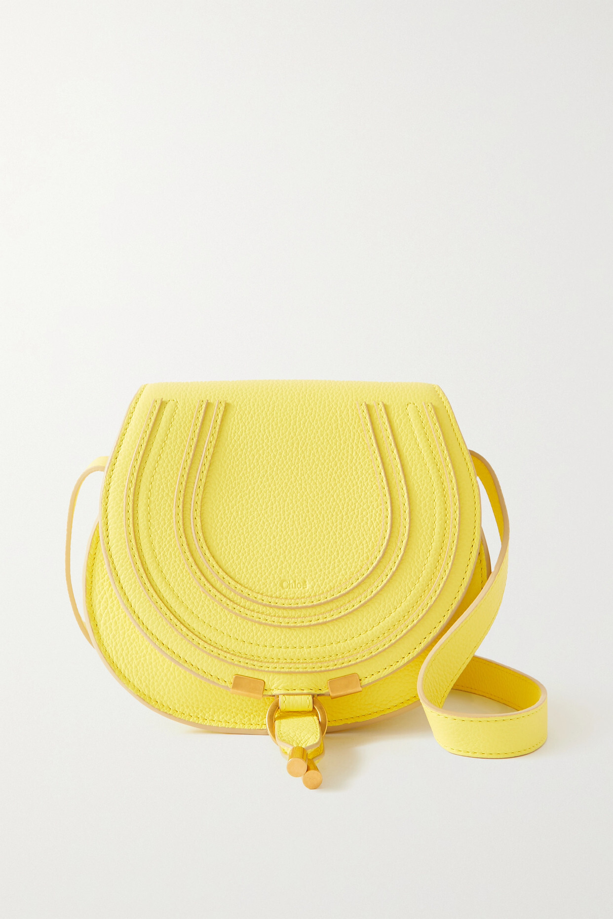 Chloé Chloé - + Net Sustain Marcie Mini Textured-leather Shoulder Bag - Yellow