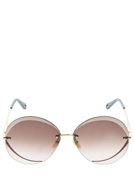 CHLOÉ Tayla Round Metal Sunglasses in brown / gold