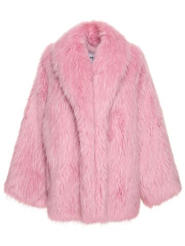 msgm faux fur coat in pink