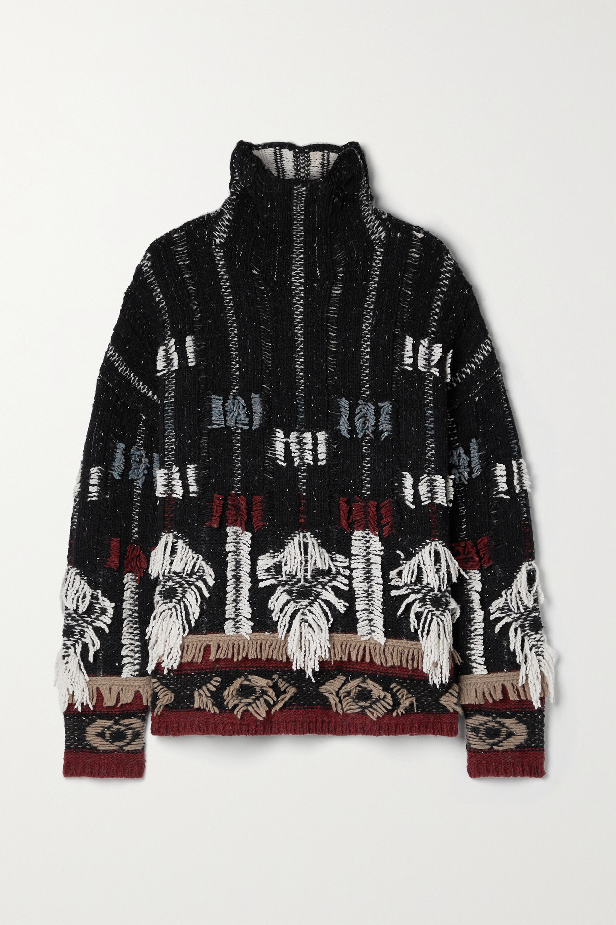 Altuzarra - Nanna Fringed Wool And Cashmere-blend Jacquard Turtleneck Sweater - Black