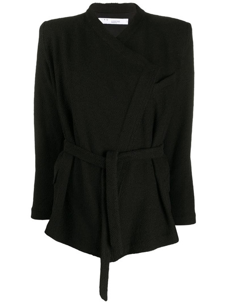 IRO knitted belted jacket in black