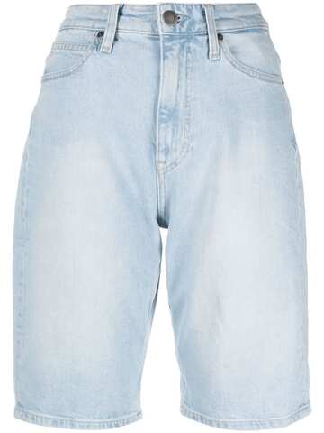 calvin klein logo-patch denim shorts - blue
